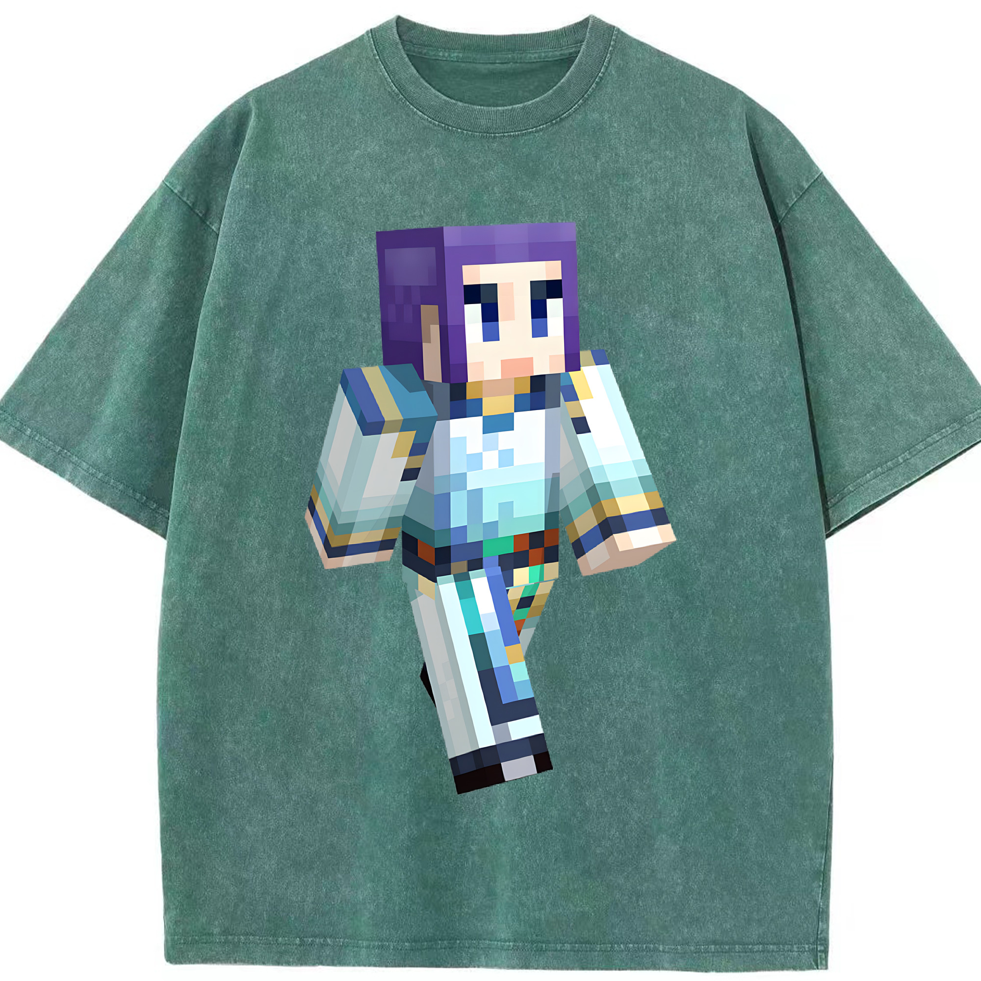 （画像用） マインクラフト ブロックの世界 Minecraft MC Block world 綿100% ヴィンテージ風 半袖Tシャツ（フロントプリント）